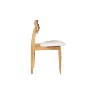 Chaises en bois clair et tissu effet laine bouclée blanc (lot de 2) elion
