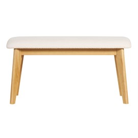 Banc en tissu effet laine bouclée blanc et bois clair l92 cm elion