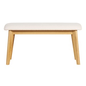 Banc en tissu effet laine bouclée blanc et bois clair l92 cm elion