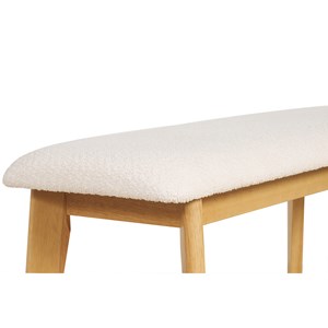 Banc en tissu effet laine bouclée blanc et bois clair l92 cm elion