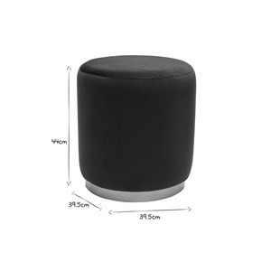 Pouf rond en velours bleu marine et métal doré d40 cm amaya