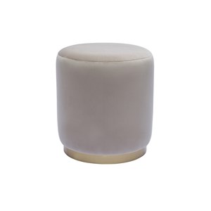 Pouf rond en velours taupe et métal doré d40 cm amaya