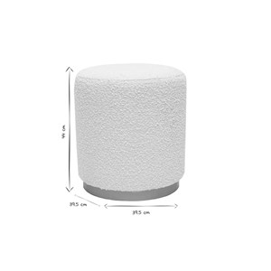 Pouf rond en tissu effet laine bouclée blanc cassé et métal doré d40 cm amaya