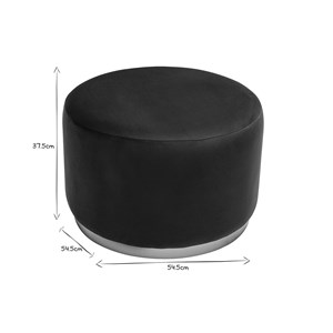 Pouf rond en velours bleu pétrole et métal doré d54 cm amaya