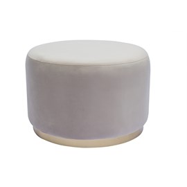 Pouf rond en velours taupe et métal doré d54 cm amaya