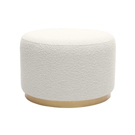 Pouf rond en tissu effet laine bouclée blanc cassé et métal doré d54 cm amaya