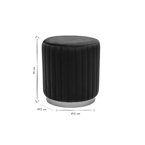 Pouf rond en velours bleu pétrole et métal doré d40 cm dona