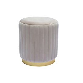 Pouf rond en velours taupe et métal doré d40 cm dona