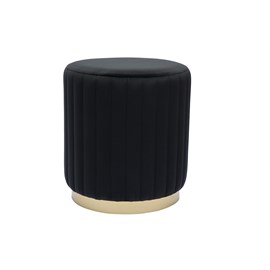 Pouf rond en velours noir et métal doré d40 cm dona