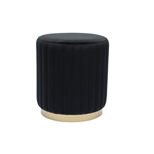 Pouf rond en velours noir et métal doré d40 cm dona