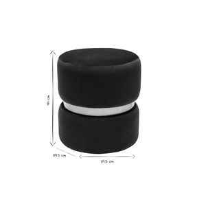 Pouf rond en velours bleu pétrole et métal doré d40 cm joy