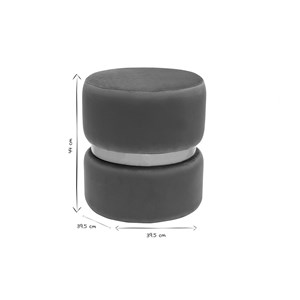 Pouf rond en velours bleu rouge tomette et métal doré d40 cm joy