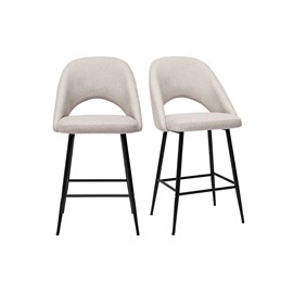 Tabourets de bar en tissu effet velours texturé beige h65 cm (lot de 2) cosette