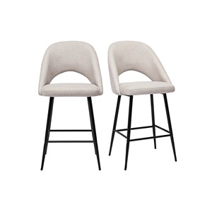 Tabourets de bar en tissu effet velours texturé beige h65 cm (lot de 2) cosette