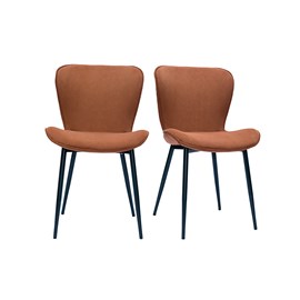Chaises en tissu velours côtelé terre brûlée et métal noir (lot de 2) addict