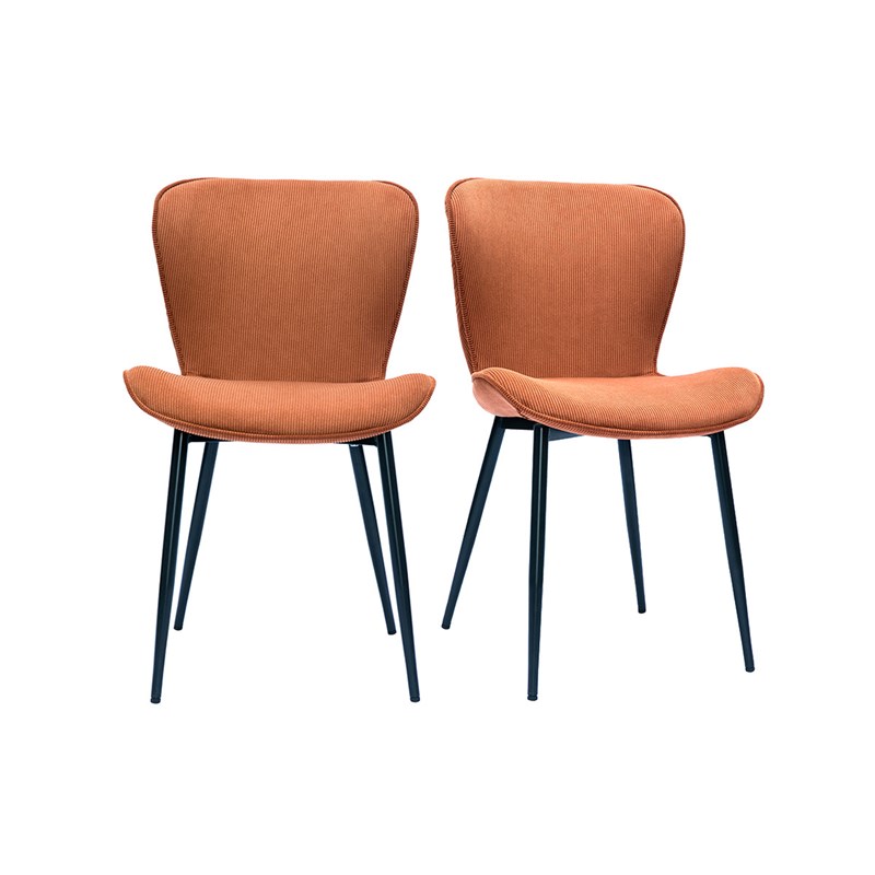 Chaises en tissu velours côtelé terre brûlée et métal noir (lot de 2) addict
