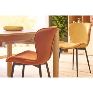 Chaises en tissu velours côtelé terre brûlée et métal noir (lot de 2) addict