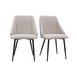 Chaises en tissu effet velours texturé beige et métal noir (lot de 2) higgins