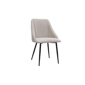 Chaises en tissu effet velours texturé beige et métal noir (lot de 2) higgins