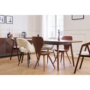 Chaises en tissu effet laine bouclée blanc et métal noir (lot de 2) cosette
