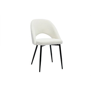 Chaises en tissu effet laine bouclée blanc et métal noir (lot de 2) cosette