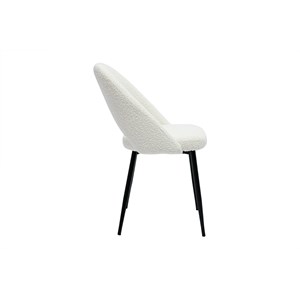 Chaises en tissu effet laine bouclée blanc et métal noir (lot de 2) cosette