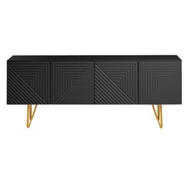 Meuble tv noir et métal doré l140 cm ozen