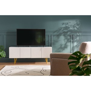 Meuble tv noir et métal doré l140 cm ozen