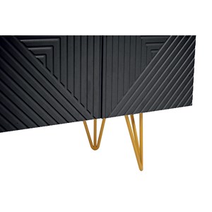 Meuble tv noir et métal doré l140 cm ozen