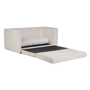 Canapé convertible 2 places en tissu effet velours texturé beige leon