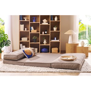 Chauffeuse 2 places convertible en tissu taupe sally