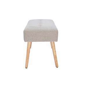 Banc capitonné en tissu effet velours texturé beige et bois clair l96 cm guesta