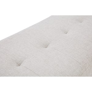 Banc capitonné en tissu effet velours texturé beige et bois clair l96 cm guesta