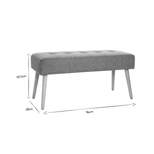 Banc capitonné en tissu effet velours texturé beige et bois clair l96 cm guesta