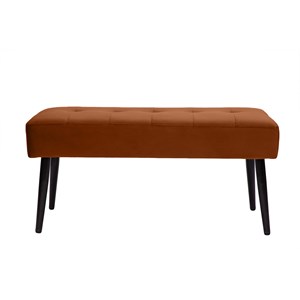 Banc capitonné en velours terre brûlée et métal noir l95 cm guesta