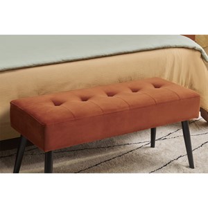 Banc capitonné en velours terre brûlée et métal noir l95 cm guesta