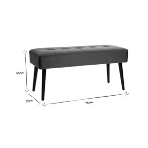 Banc capitonné en velours terre brûlée et métal noir l95 cm guesta