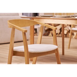 Chaises bois clair et tissu effet laine bouclée blanc (lot de 2) bahia