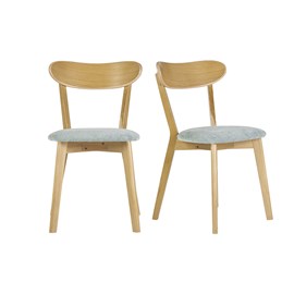 Chaises  en bois clair chêne et tissu effet velours vert céladon (lot de 2) dove