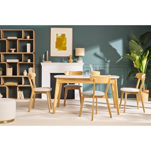 Chaises  en bois clair chêne et tissu effet velours vert céladon (lot de 2) dove