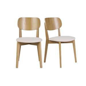 Chaises  en bois clair chêne et tissu effet laine bouclée blanc (lot de 2) lucia