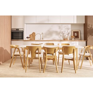 Chaises  en bois clair chêne et tissu effet laine bouclée blanc (lot de 2) lucia