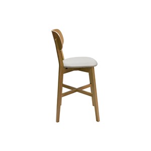 Tabourets de bar en bois clair chêne et tissu beige h65 cm (lot de 2) lucia