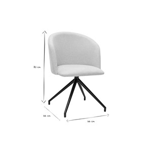 Chaise pivotante 360° en tissu effet velours texturé beige et métal noir vanity