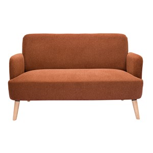 Canapé 2 places en tissu effet velours texturé terre brûlée et bois clair isko