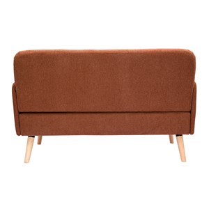 Canapé 2 places en tissu effet velours texturé terre brûlée et bois clair isko