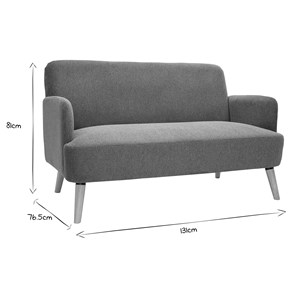 Canapé 2 places en tissu effet velours texturé terre brûlée et bois clair isko