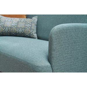 Canapé 2 places en tissu vert de gris et bois clair isko