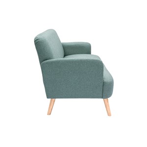 Canapé 2 places en tissu vert de gris et bois clair isko