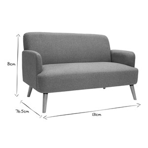 Canapé 2 places en tissu vert de gris et bois clair isko